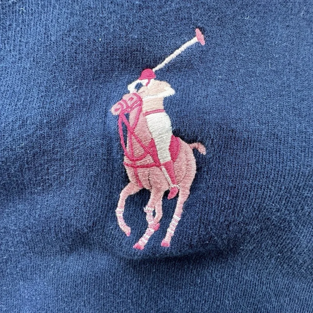 Pink Pony By Ralph Lauren Girls Navy Pink Embroidered Big Logo Hoodie‎ Size 6